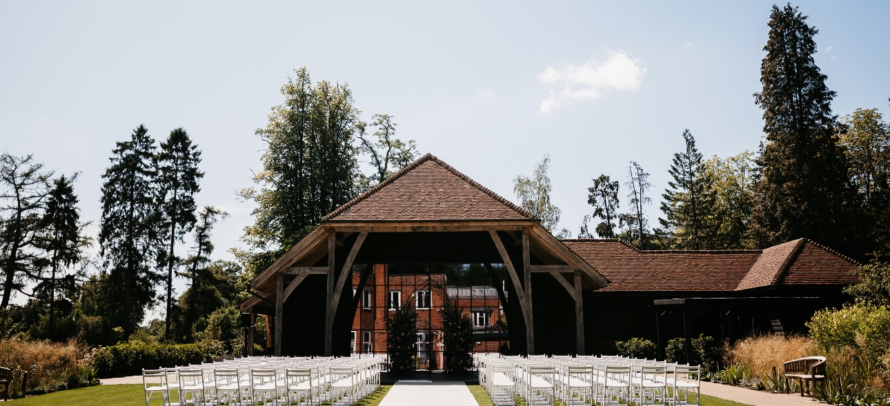 Outdoor wedding set up atThe Post Barn in Berkshire